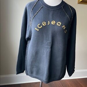 Black Sweatshirt with Gold Accents